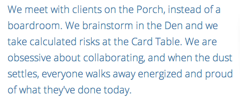 Pretentious agency mission statement
